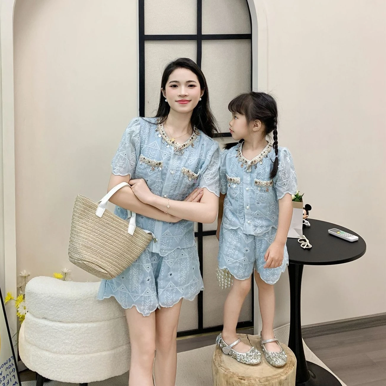 Clothes Like Mother Like Daughter Set Little Girls Boutique Two-piece Outfits Mom and Baby Suit Luxury Designer Women Clothing