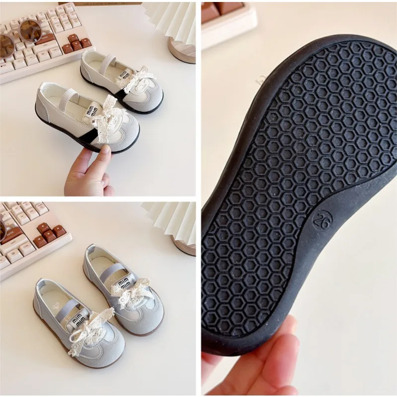 

Girls Ballet Flats 2025 New Princess Bow Shallow Children Elastic Band Soft Bottom Kids Fashion Ballerinas Shoe PU Leather Shoes