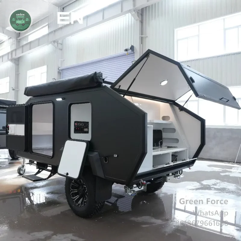 Sandwich-Panel Mini Camper Trailer 4-Person Off-Road RV Featuring Independent Suspension, Stainless Steel Chassis & Waterproof