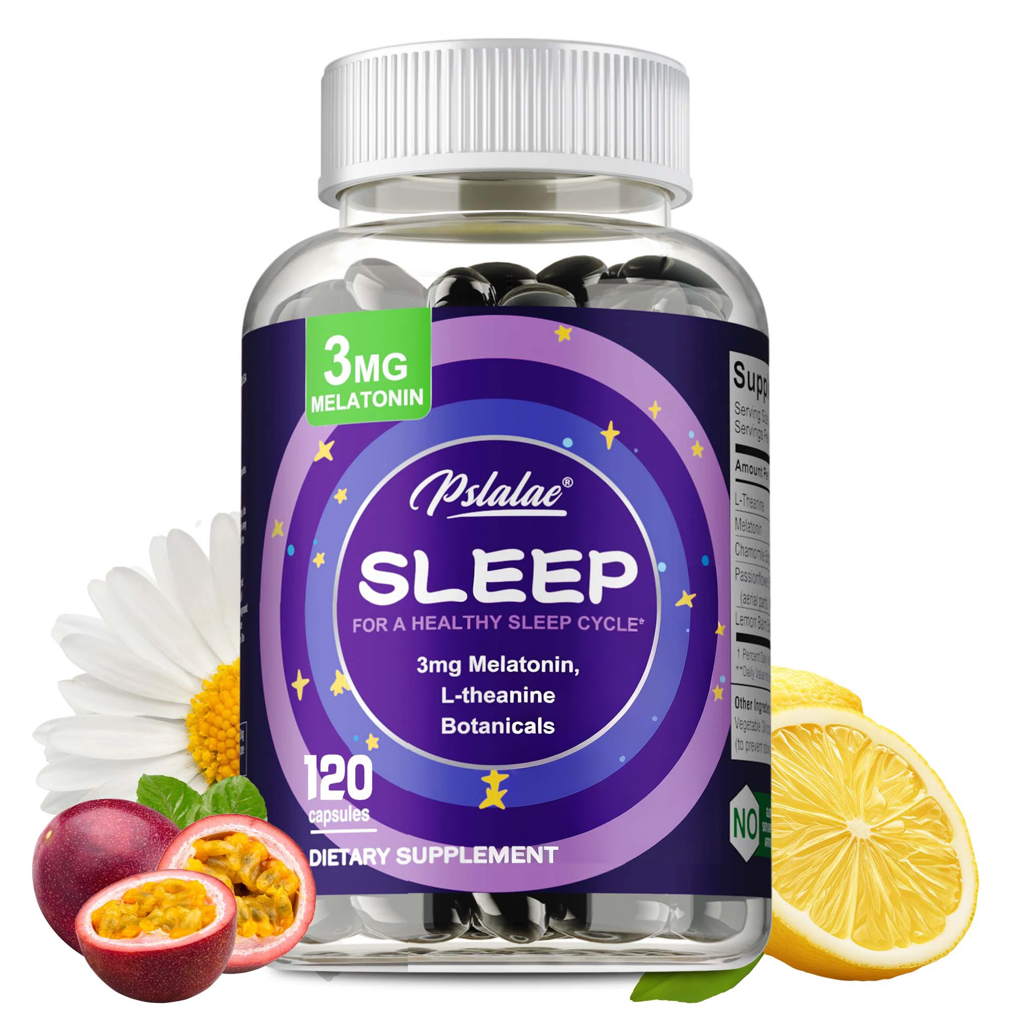 Melatonin 3mg - with L-theanine, Reduces Stress & Anxiety,Adjusts Jet Lag,Promotes Restful Sleep,Improves Memory & Concentration