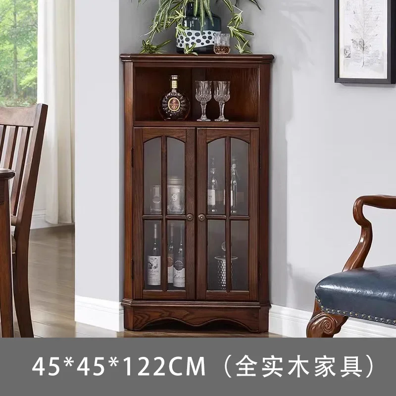 American solid wood corner cabinet with glass display corner cabinet triangle wine cabinet