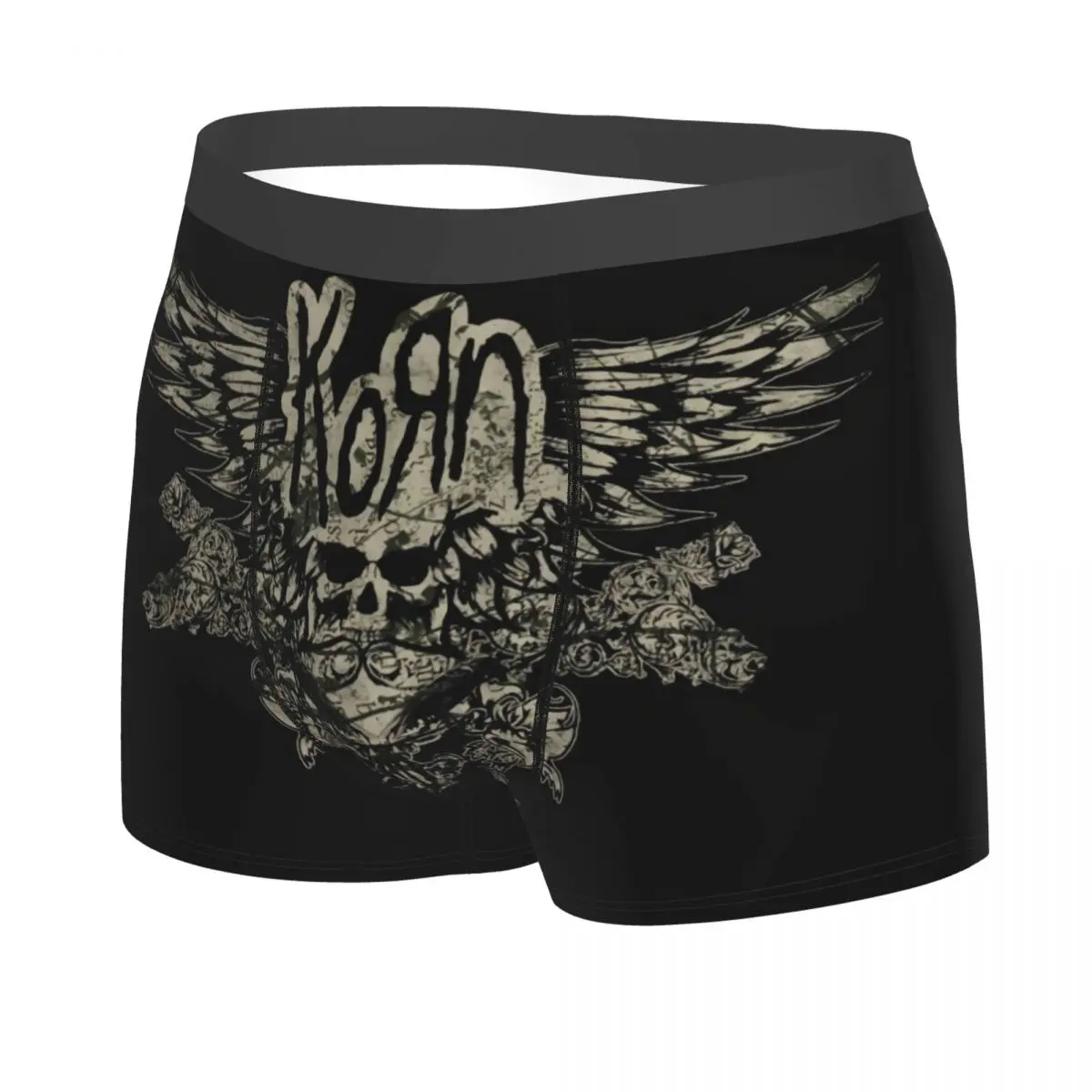 Custom Heavy Metal Music Kornse Skull Boxer Shorts For Men 3D Print Underwear Panties Briefs Stretch Underpants