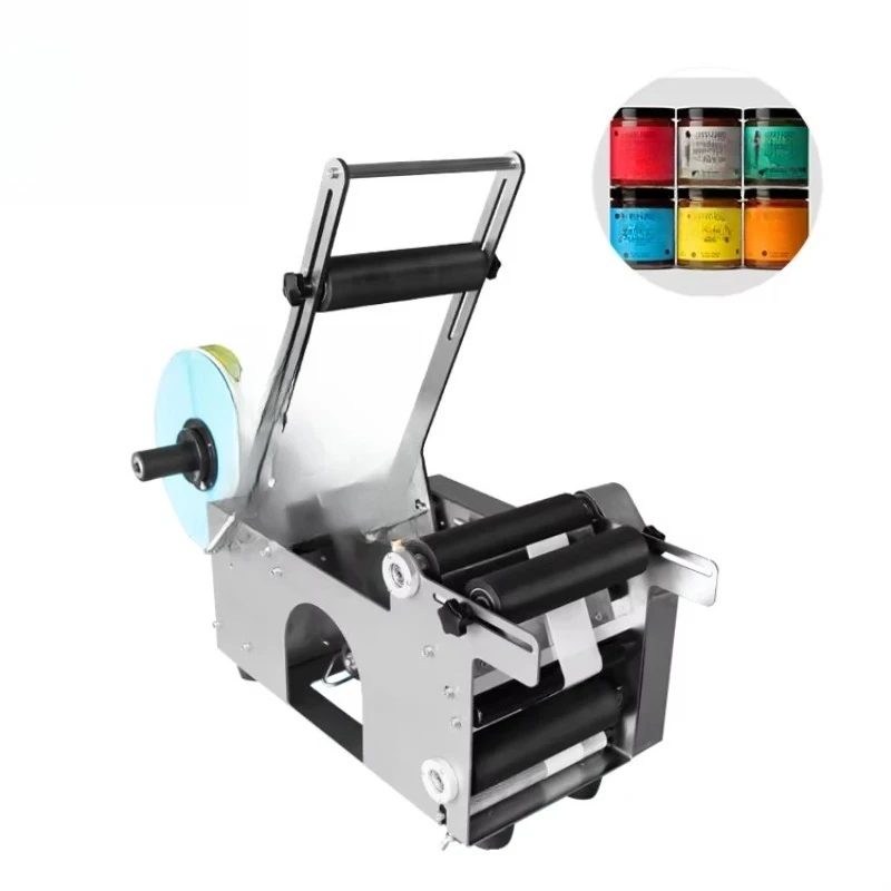 

-50 round can labeling machine Semi-automatic round bottle labeling machine, plastic, wood