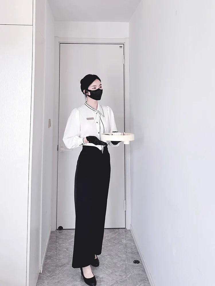Beauty Salon Overalls Set Club Spa Wedding Shirt and Dress 2pcs Set Front Desk Beauty Salon Uniform
