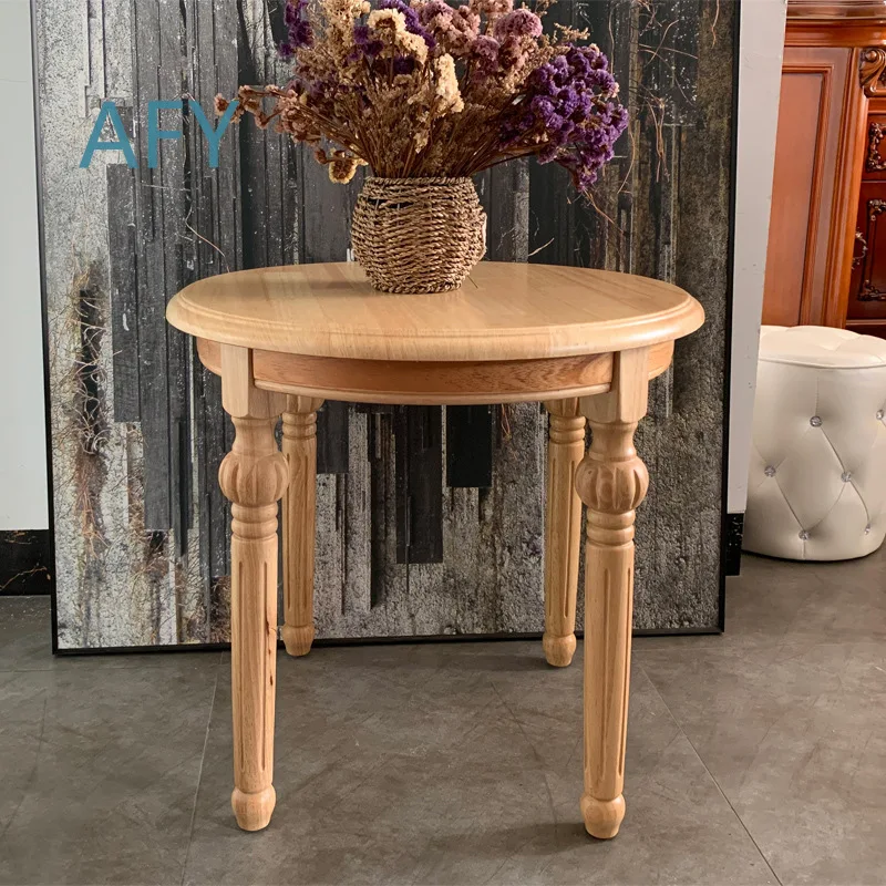 Nordic Solid Wood Coffee Table for Living Room Sofa Area Small Round Side Table for Bedroom Balcony Rustic American Style