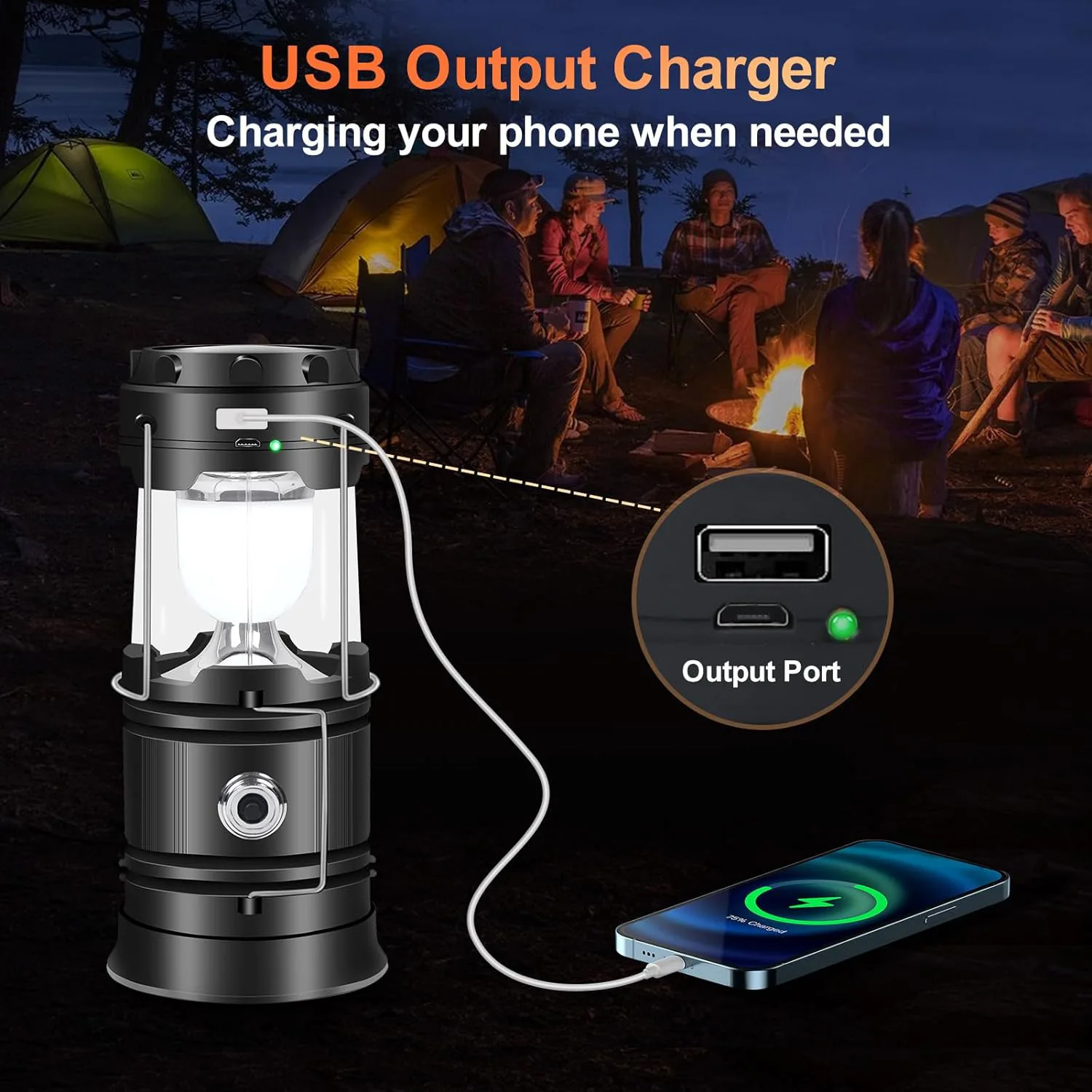 Solar Camping Lights COB Tentlamp Draagbare noodzaklamp USB Oplaadbaar Waterdicht Sterk licht Vissen Wandelen Zaklamp