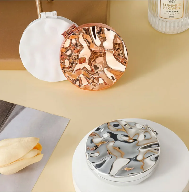 Foldable Vanity Mirror Abs Double-Sided Mirror Plating Makeup Mirror Electroplated For Purse Dressing Room Gift