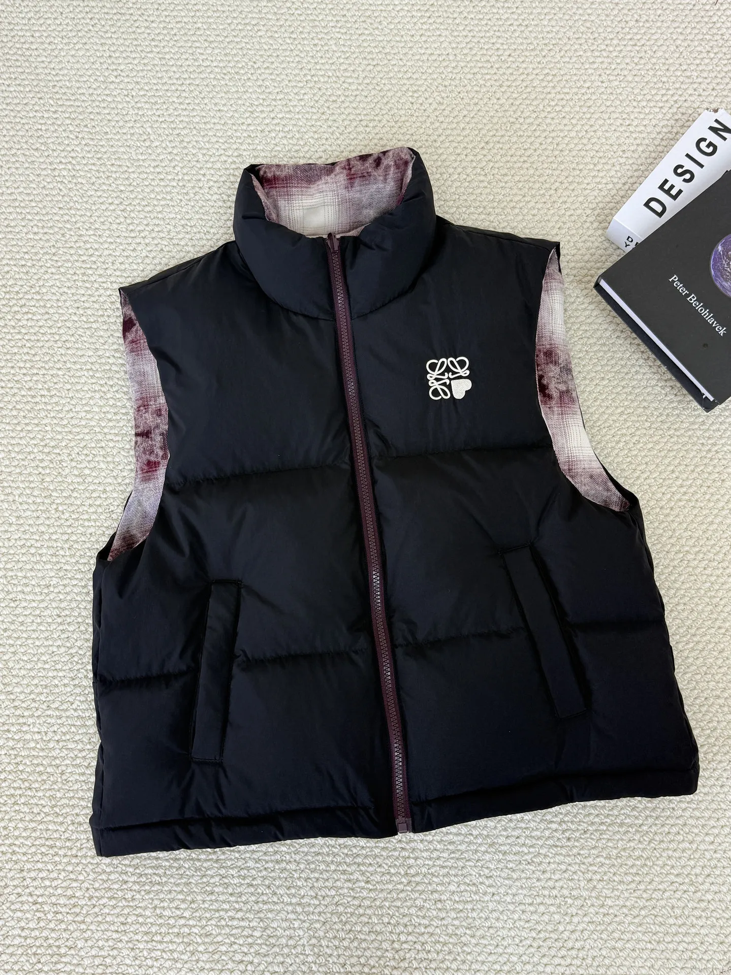 Otoño Invierno estampado de doble cara abajo chaleco femenino cremallera suelta acolchada chalecos mujeres pato blanco abajo chalecos sin mangas