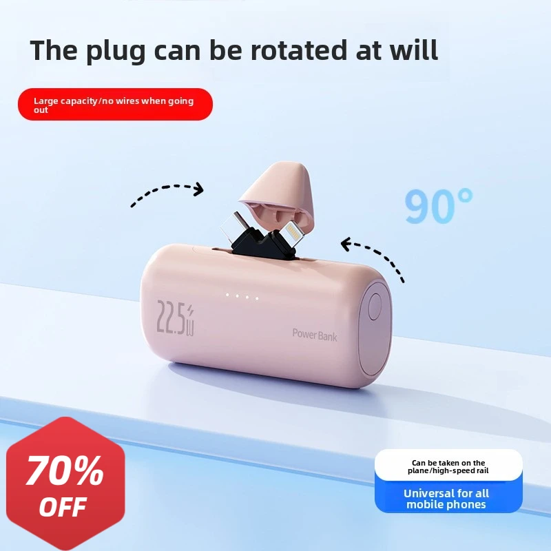 5000 MAh Dual Interface Compact 22.5W Fast Charging Capsule Power Bank Portable Power Bank Mini Suitable For Most Electronic