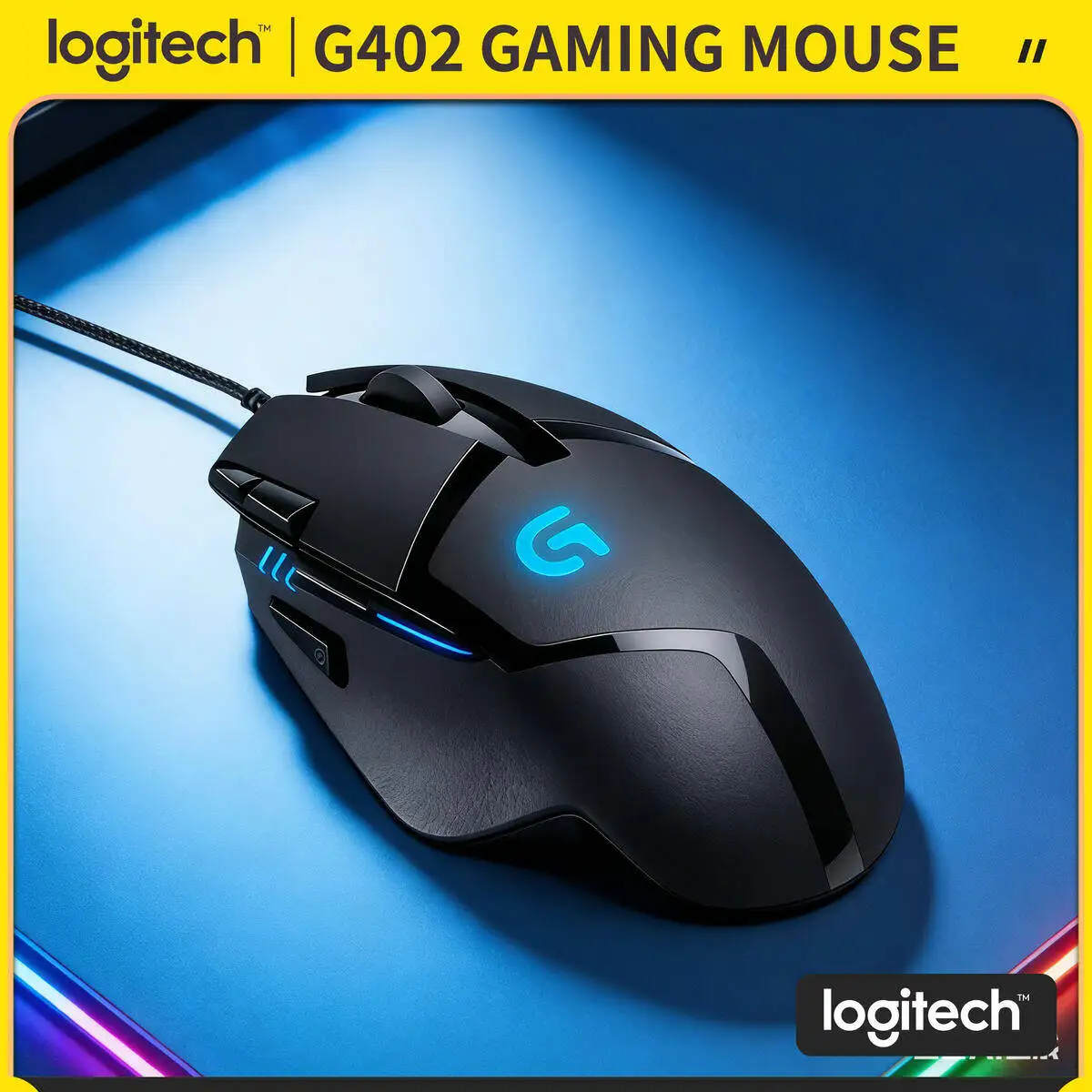 

Logitech G402 Gaming Mouse High-Speed 500 IPS 4 DPI Settings 8 Customizable Buttons 1ms Response Anti-Slip Grips for PC Laptop