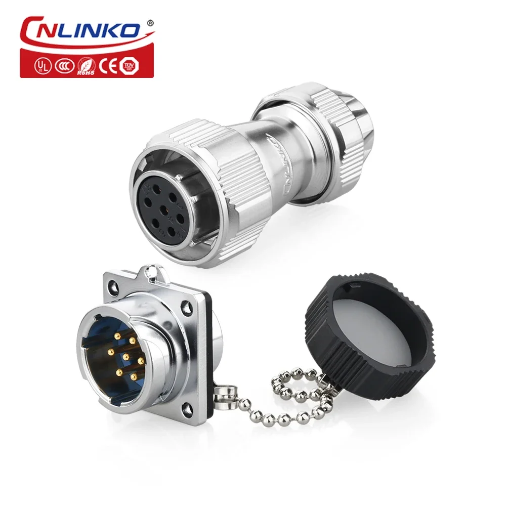 CNLINKO Metal Aviation Plug M20 male female Bayonet Type Socket 7 Pin 500V 10A waterproof plug and socket cable connector