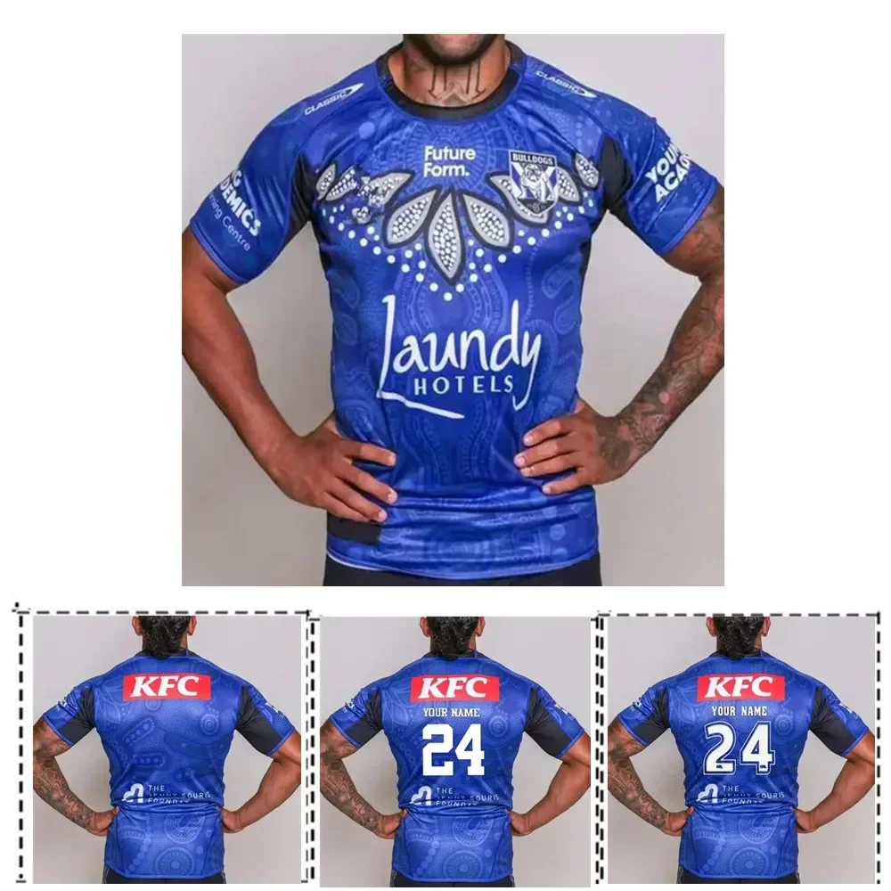 Camiseta de rugby indígena Bulldogs 2024 - Talla para hombre: S-5XL (imprimir número de nombre personalizado)