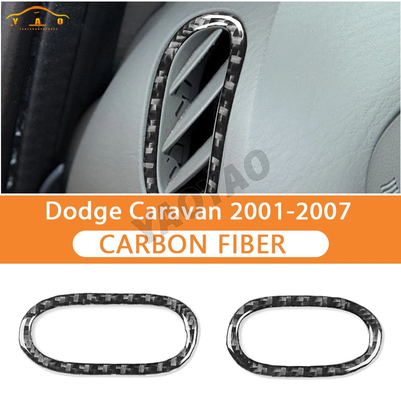 Car Interior Accessories For Dodge Caravan 2001-2007 Carbon Fiber Side Dashboard Air Conditioning Vents Stickers