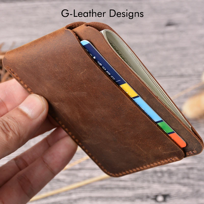 genuine Leather Luxury Crazy Horse Leather Card Holders Vintage Credit Card Wallet