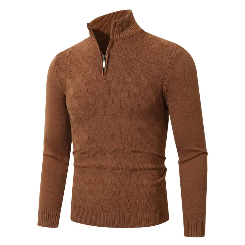 

Men's Casual Versatile Knitted Sweater Thermal Underwear Long Sve Full Zipper Design Polyester Fiber Warmth Young Men's Fa...