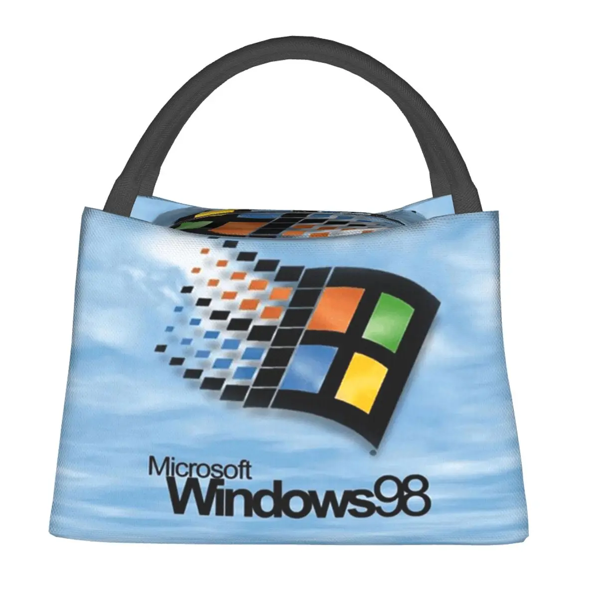 

Термосумка для обедов с изолированным отделением для женщин и детей, портативная сумка-тоут для еды, термосумка для ланч-боксов, дизайн «Экран загрузки Windows 98»