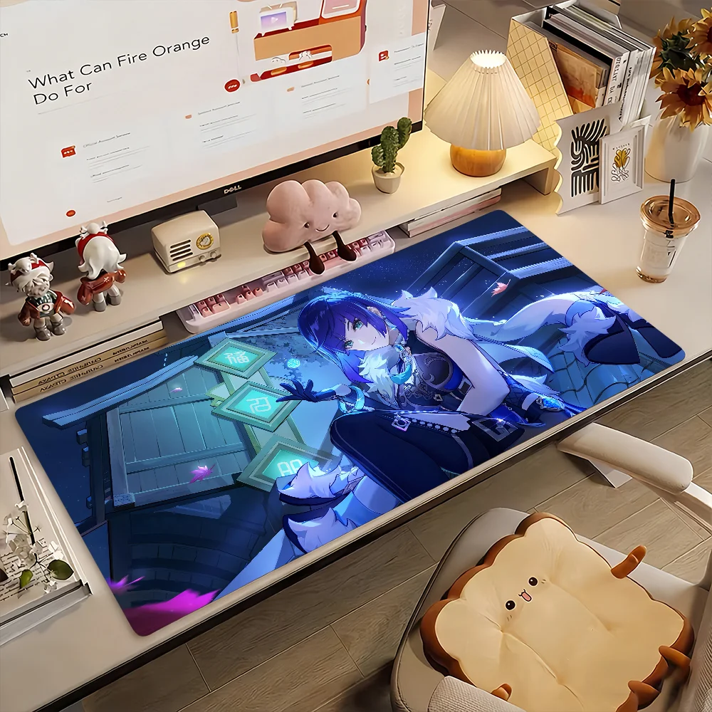 

Коврик для мыши Game Genshin Impact Yelan, нескользящий, резиновый, для геймеров, балансирующий, компьютерный коврик, декоративный настольный коврик, для ноутбука, офисный, большой
