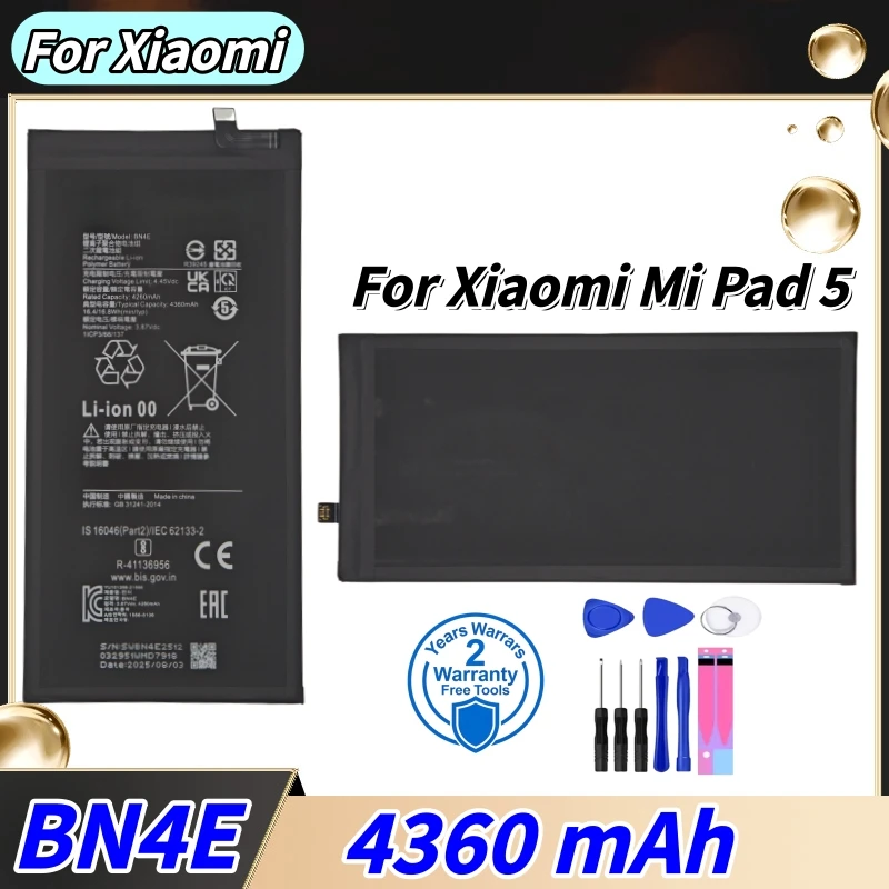 

100%New BN4E For Xiao Mi Replacement Battery 4360mAh For Xiaomi Mi Pad 5 Pad5 Tablet Rechargeable Phone Batteries + Free Tools
