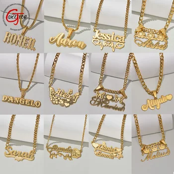 Goxijite Custom Butterfly Heart Name Removable Pendant Gold Color Stainless Steel Heart Nameplate Necklaces For Women Kids