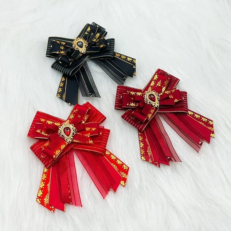 Lolita Clothing Bowtie Brooches Fashion Cosplay Party Shirt Pins Original Handmade Jewelry Gifts Women\'s Ribbon Collar Flower