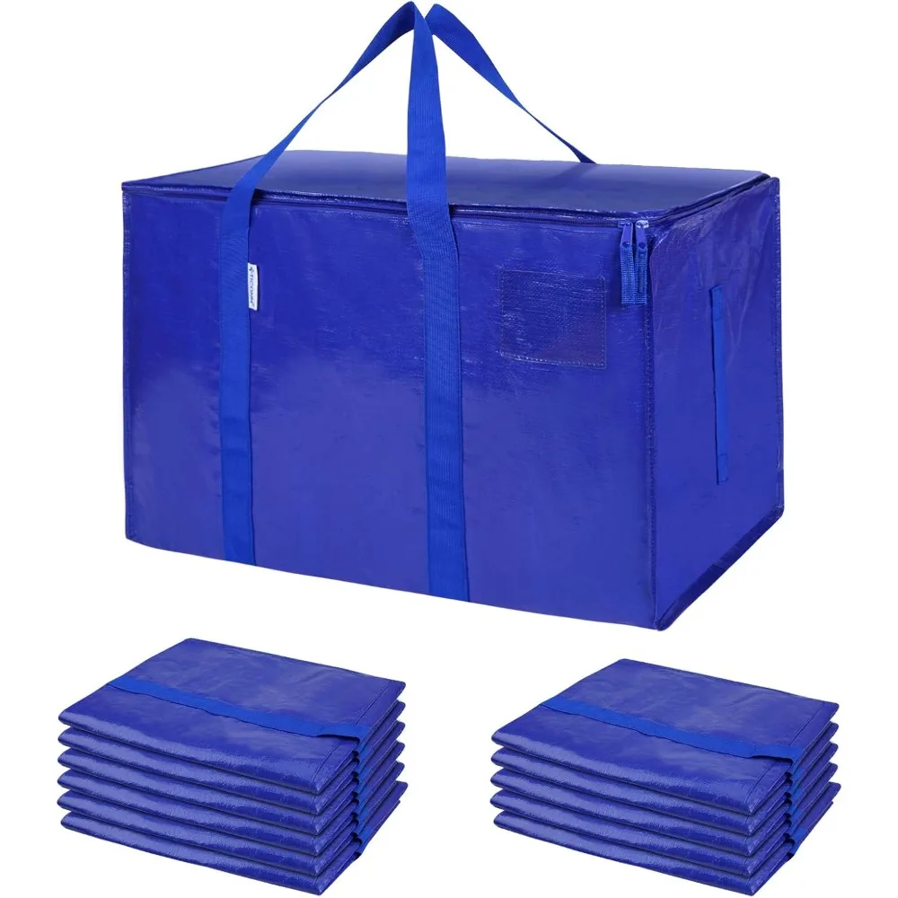 12 Pack Extra Large Moving Bags with Zippers & Carrying Handles, Heavy-Duty Storage Tote Moving Boxes for Space Saving