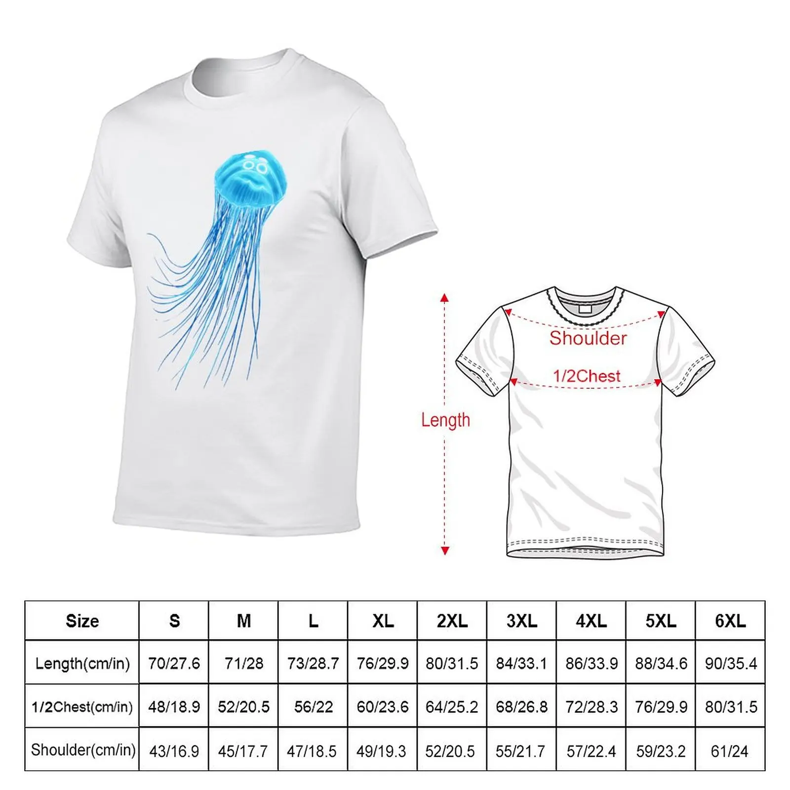 Funny large blue ocean jellyfish T-Shirt t shirt for man 100 percent cotton man graphic t shirt T-Shirt
