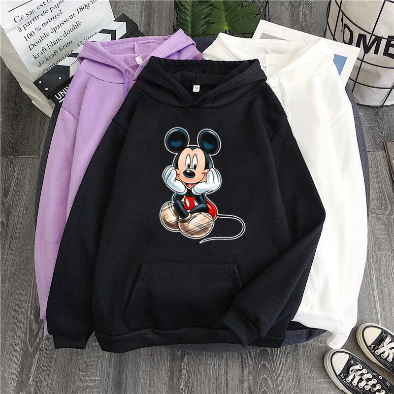 Women Hoodies Fashion Cartoon Mickey Minnie Summer Disney Streetwear Kawaii Top Female Ulzzang Oversized Hoodie Clothing Vintage