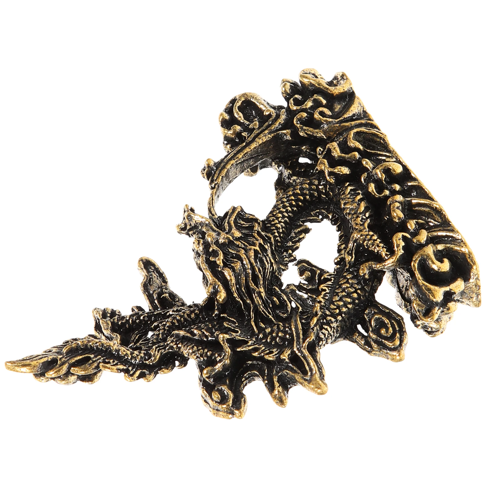 

1pcs Dragon Playing Water Ornament Vintage Metal Figurine Small Decorative Statue Handmade Home Office Desk Decor
