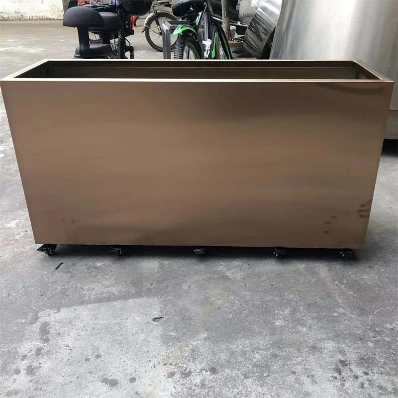 Customize Stainless Steel Flower Pot Long Rectangular Metal Flowerpot Large Outdoor Furniture Planter