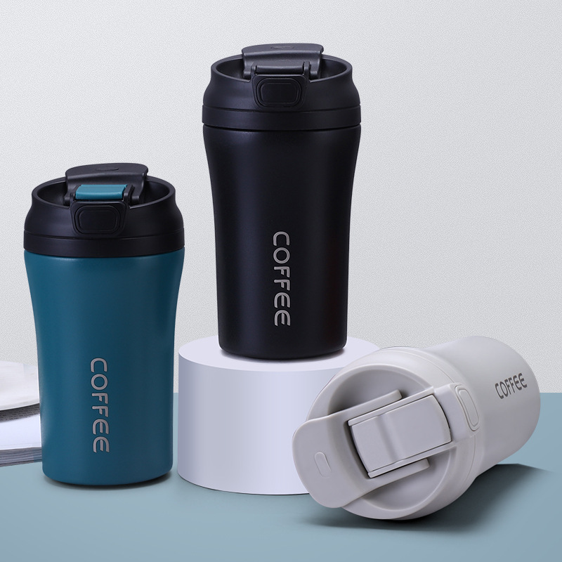  Stainless Steel Travel Mug with Straw, Portable Coffee Cup for Office/Car, Insulated Thermo Cup (13.5oz, Hot & Cold)