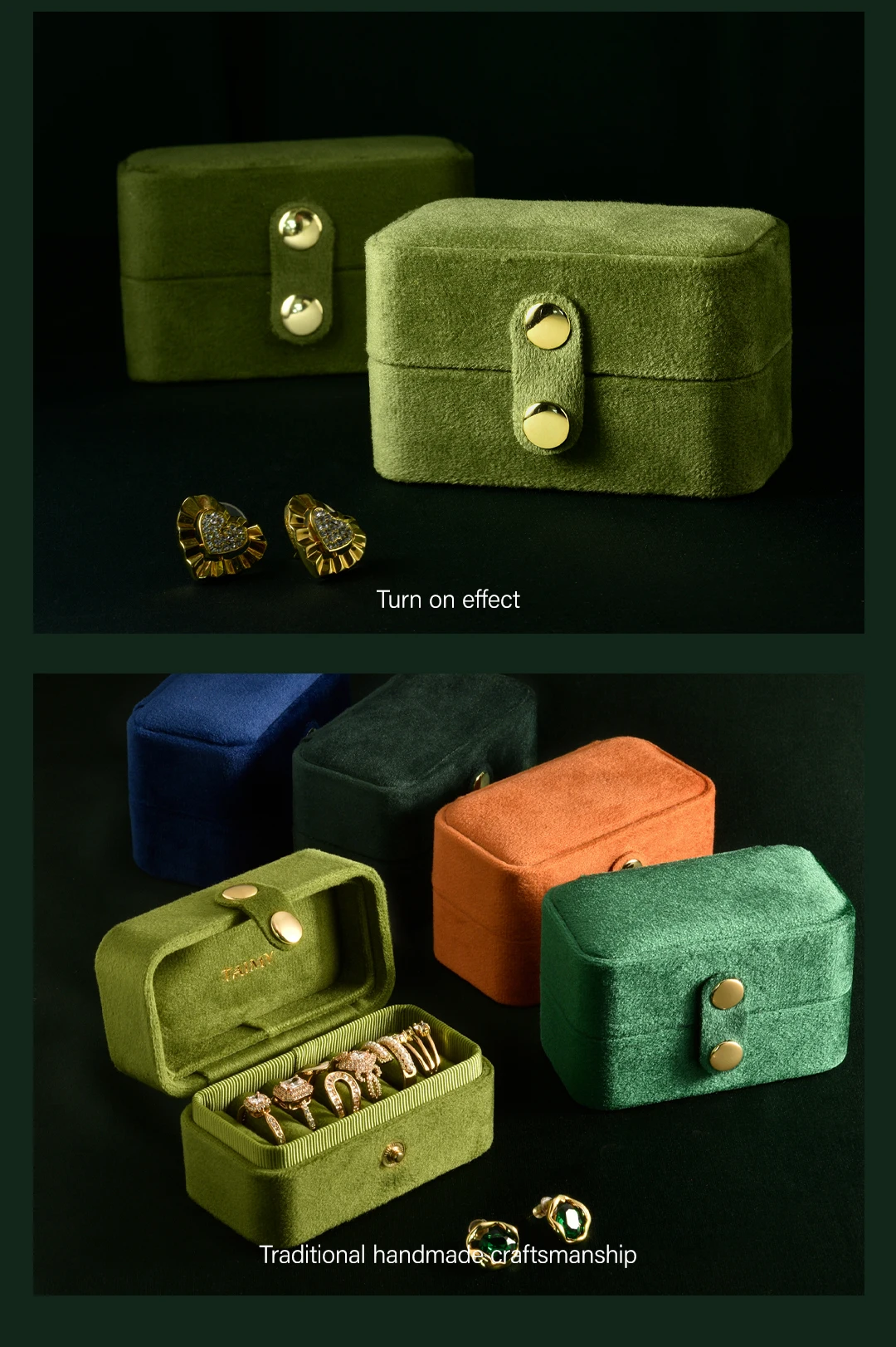 TAIMY Mini Plush Velvet Ring Jewelry Box Portable Travel Storage Case Free Support Custom Logo Service Jewelers Packaging Boxes