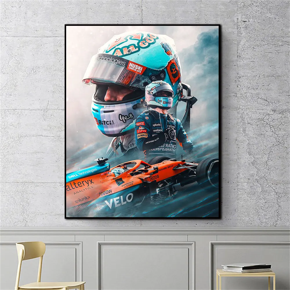 جدار الفن قماش F1 سباق الشكل المشارك اللوحة ديكور المنزل لغرفة المعيشة المتسابق صورة طباعة غرفة نوم جدارية الإطار