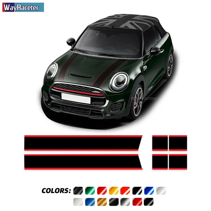 Car Hood Sticker Bonnet Stripes Engine Cover Band Rear Vinyl Decal For MINI Cooper F56 R56 F55 F57 R57 JCW Accessories