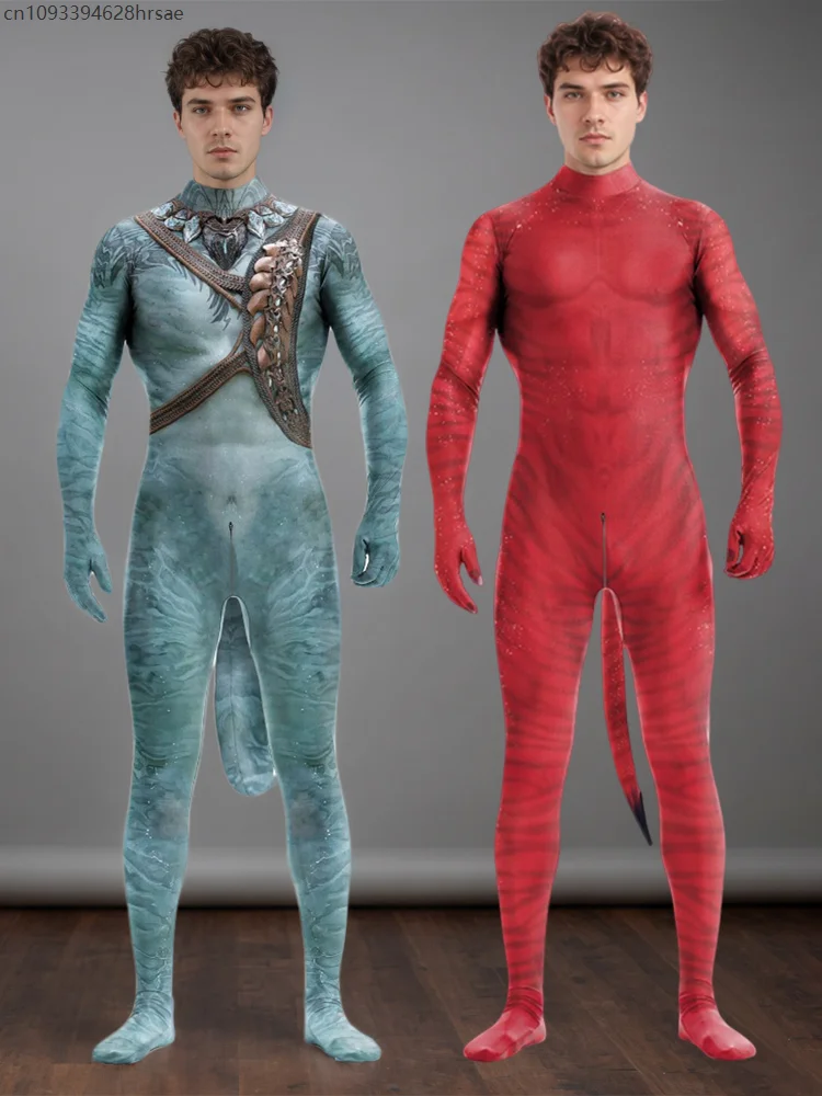 

2025 Avatar Fire and Ash Costume Bodysuit Men Women Movie Halloween Cosplay Bodystui with Tail Carnival Festival Party Disguise