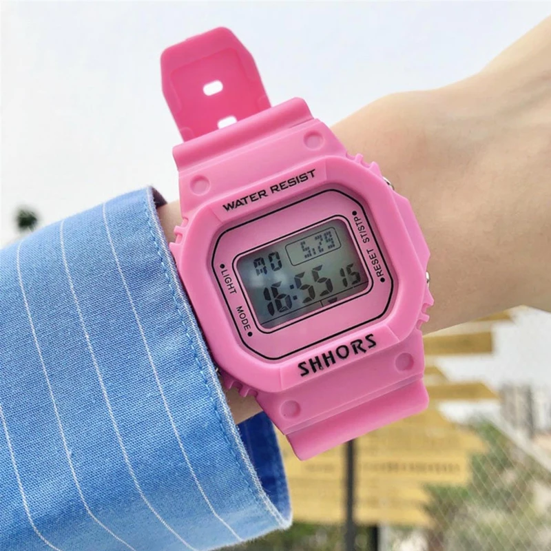 Moda transparente relógio digital quadrado relógios femininos esportes à prova dwaterproof água relógio eletrônico reloj mujer dropshipping