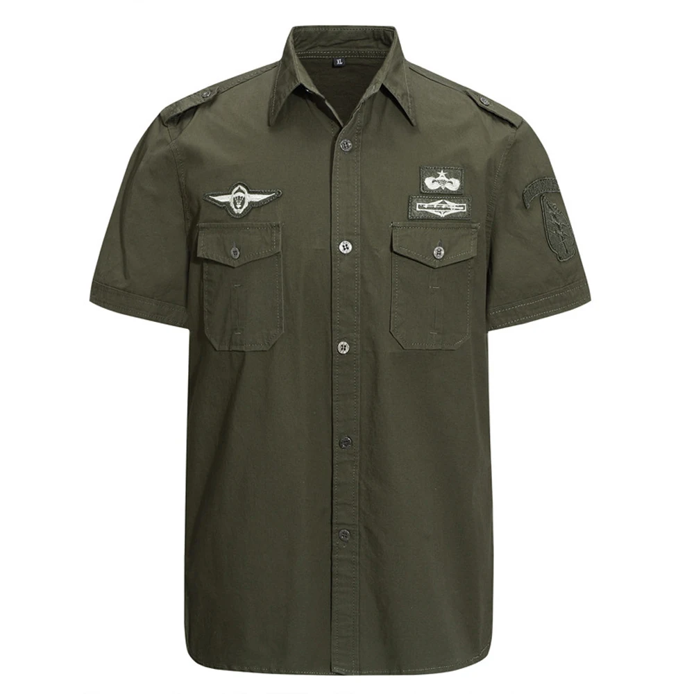 Spring Summer Men's Tactical Shirts Outdoor Men Cotton Shorts Sleeve Military Shirts Fashion Men Button Army Hiking Work Shirts