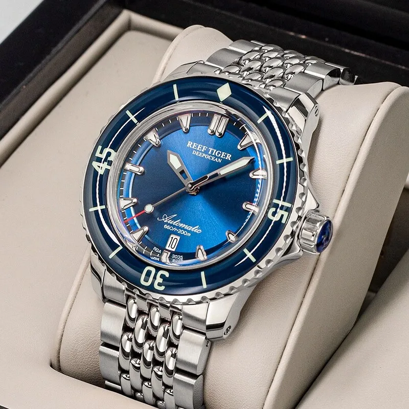 Men's Trendy Luminous Diving Watch 200m Waterproof Calendar Mechanical Watch Stainless Steel Case sapphire Crystal 42mm Large Di