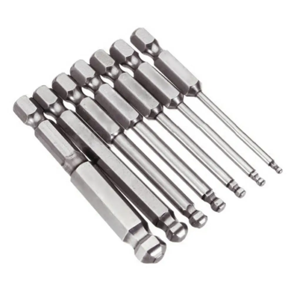 Screwdriver Screwdriver Bit Magnetic 7Pcs 65mm H2/2.5/3/4/5/6/8 Hex Shank Ball Head Bits Set