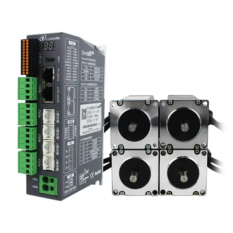 Lichuan Four-Axis Nema23 1Nm 2Nm 3Nm Ethercat Closed Loop Stepper Motor with 4 Axis Control Driver CL57E-4A DC 20-50V CNC Kit