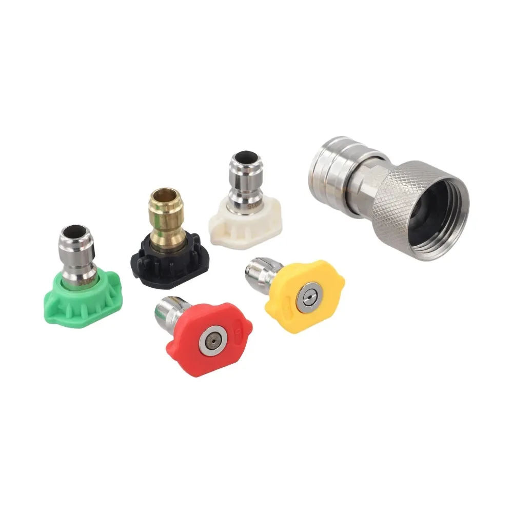 

Металлический быстросъемный соединитель для строительных работ, нержавеющая сталь, пять насадок, струйная насадка-распылитель, высокое давление, многоугольная.