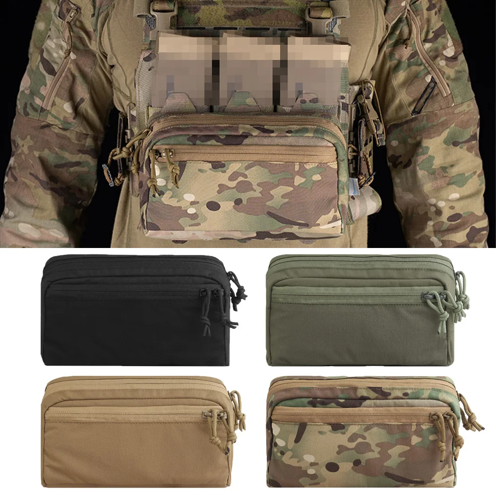 Horizontal zipper sundries bag Molle waist seal with bag Internal elastic rope strap fixed storage bag