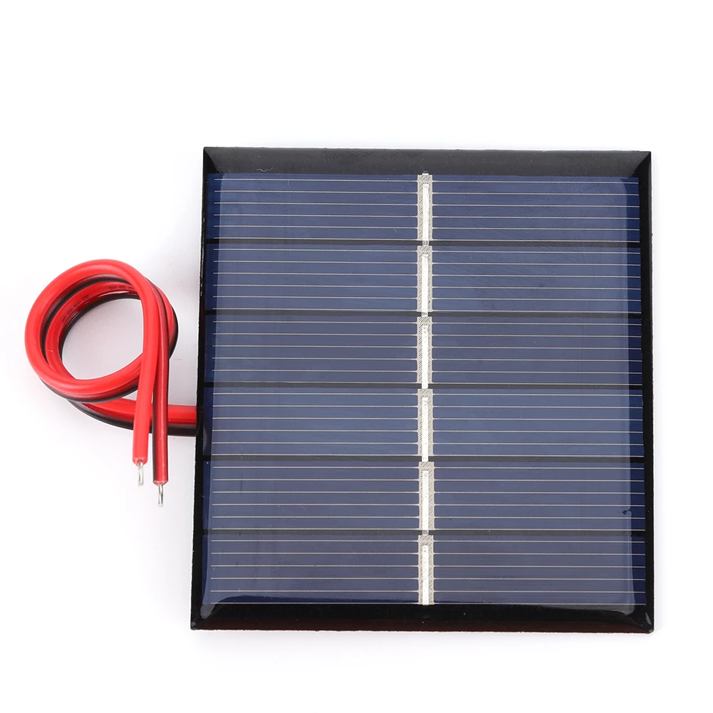 0.55W 3V Small Solar Panel DIY Solar Battery Kit with Cables Battery Mobile Phone Charger 60 X 55 Mm Photovoltaic Cells Charger