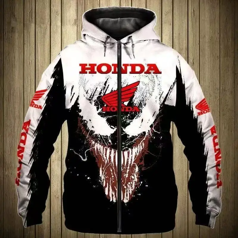 Spring 3D Printed Honda Racing Men's Motorcycle Hoodie Fashionable Racing Pullover Outdoor Sports Shirt for Men Trendy clothing