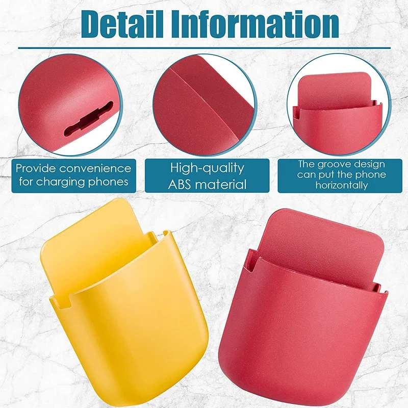 6 Pieces Adhesive Remote Control Holder Wall Mount Media Storage Box Sticky Organizer For Phone Remote Control