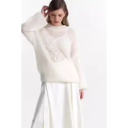Autumn Winter Lazy Loose Sweater Jacket Women Knit Pullover Embroidery Tops Long Sleeve Harajuku White Pink Knitwear Jumpers New