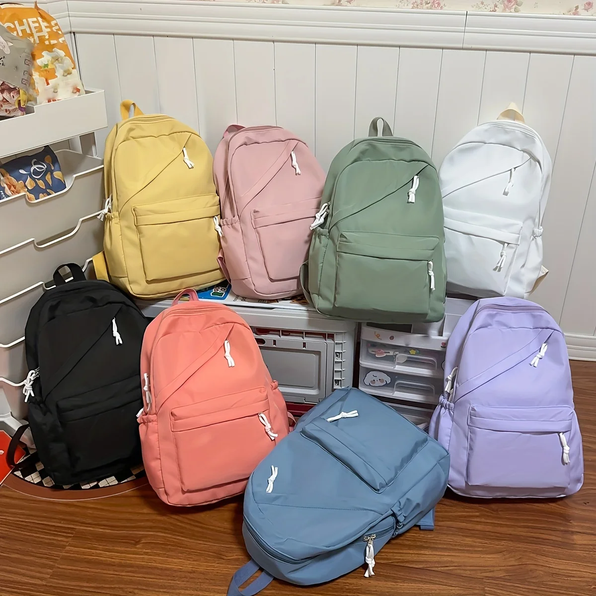 Solid color student schoolbag small fresh backpack female fashion casual college student junior high school girl backpack