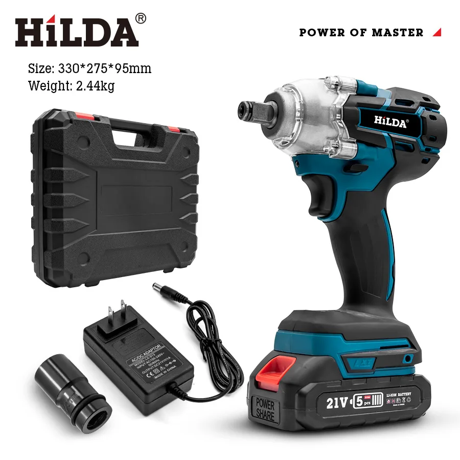 HILDA Electric Impact Wrench Brushless Cordless Electric Wrench Compatible  21V Battery Screwdriver Power Tool