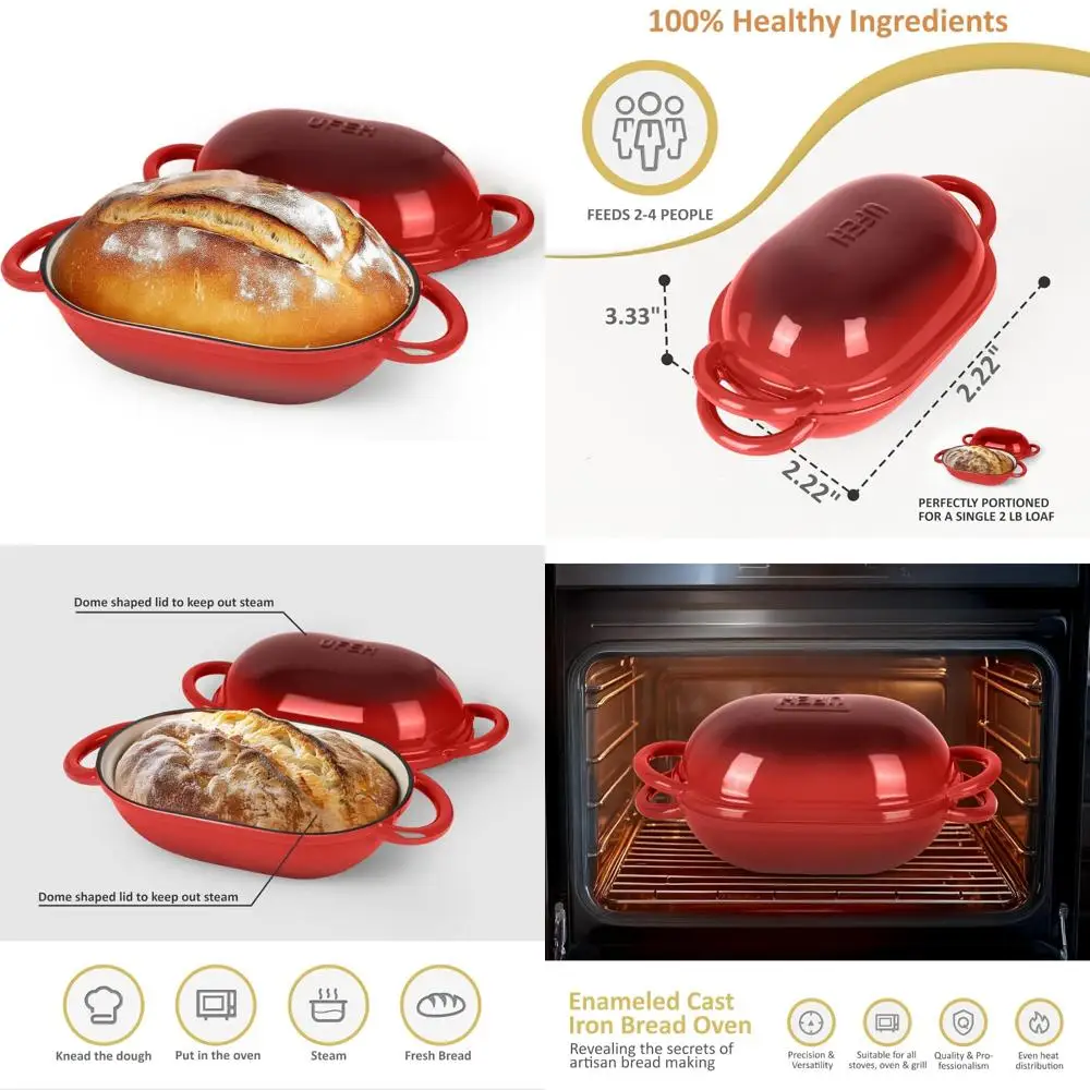 

Чугунная голландская духовка премиум-класса для выпечки хлеба — идеально подходит для выпечки хлеба, рукоделия и хлеба без замешивания — емкость 2 литра