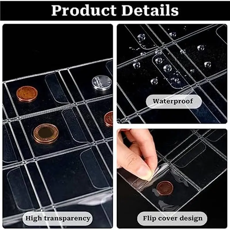 [Touchbuy】 40 Pocket Coin Collecting Pages With 9 Holes For Coin Album Collecting Sleeves For Most Coin Stamp Badges Etc