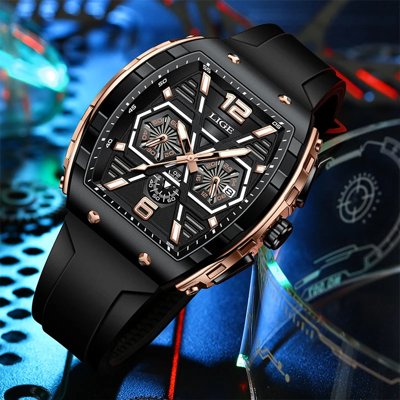 Reloj LIGE de lujo para hombre, relojes de cuarzo deportivos militares luminosos LED a la moda, reloj cronógrafo resistente al agua con calendario de negocios para hombre